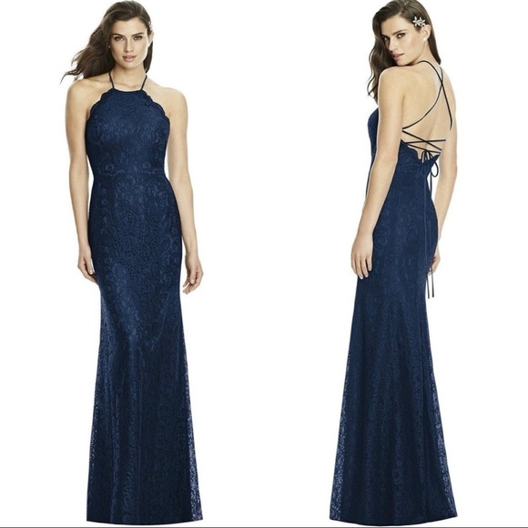 Dessy Collection Dresses & Skirts - Dessy Collection Navy Midnight Lace Strappy Back Gown Dress NWT Style 2995